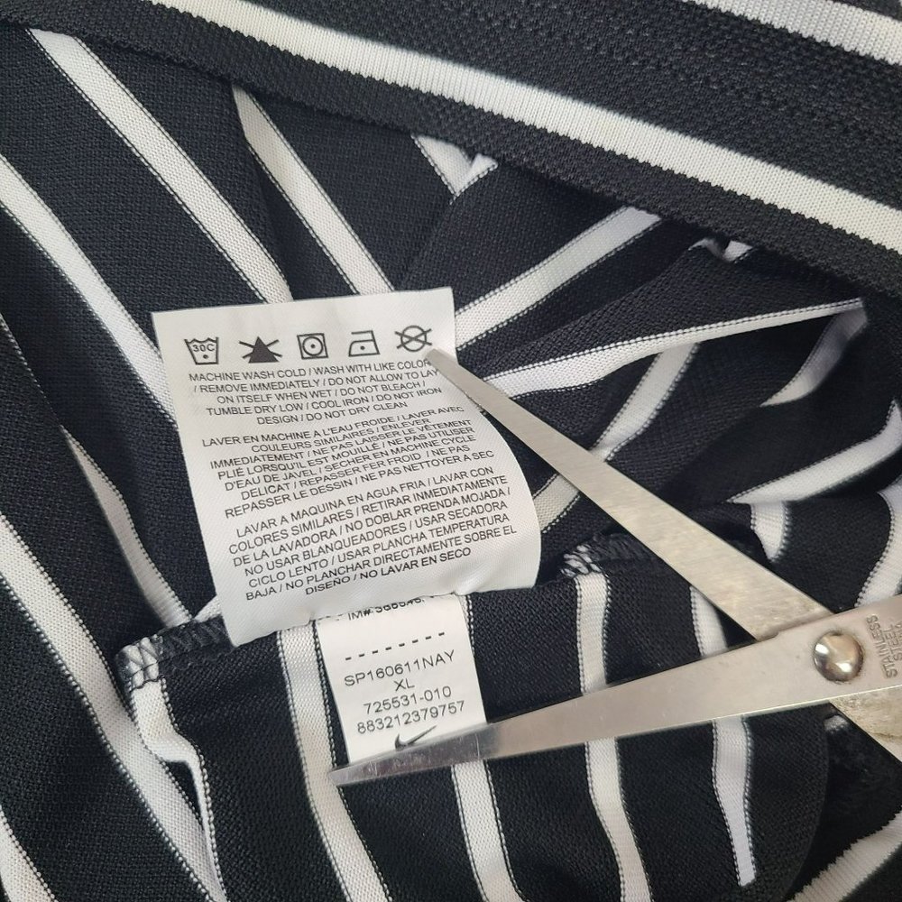 Nike Golf Standard Fit Mens Sz XL Dri-Fit Golf Polo Shirt Black White Stripes - Picture 5 of 8